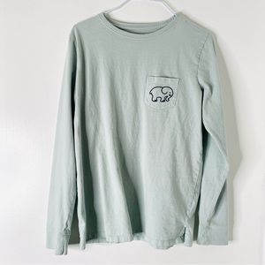 ivory ella Light Blue Graphic Pocket Long Sleeve Tee Oversized Split Hem